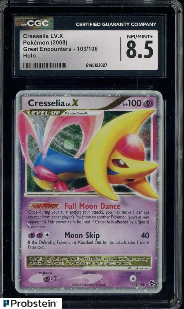2008 Pokemon Great Encounters #103 Cresselia LV.X Holo CGC 8.5 NM-MT+