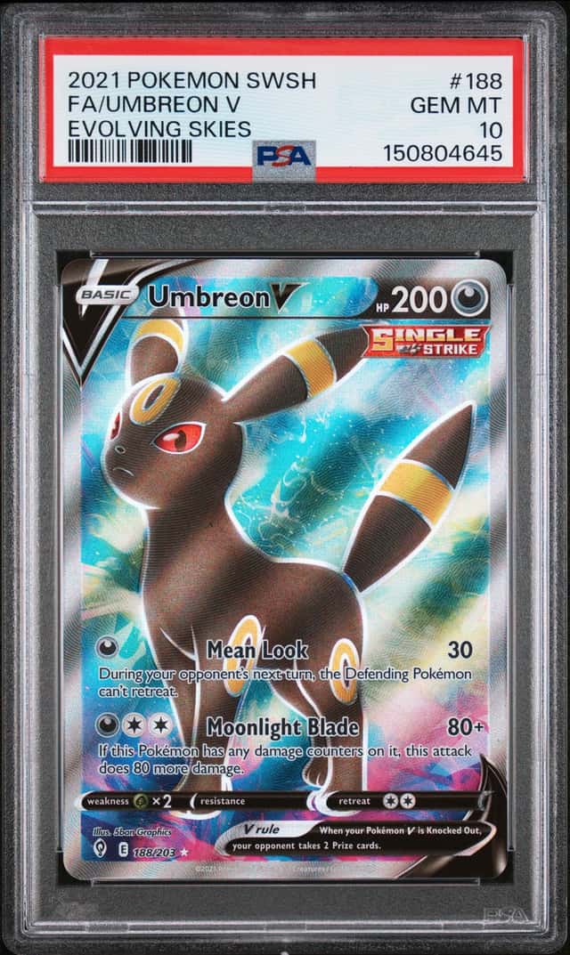 2021 POKEMON SWORD & SHIELD EVOLVING SKIES #188 FULL ART/UMBREON V PSA 10