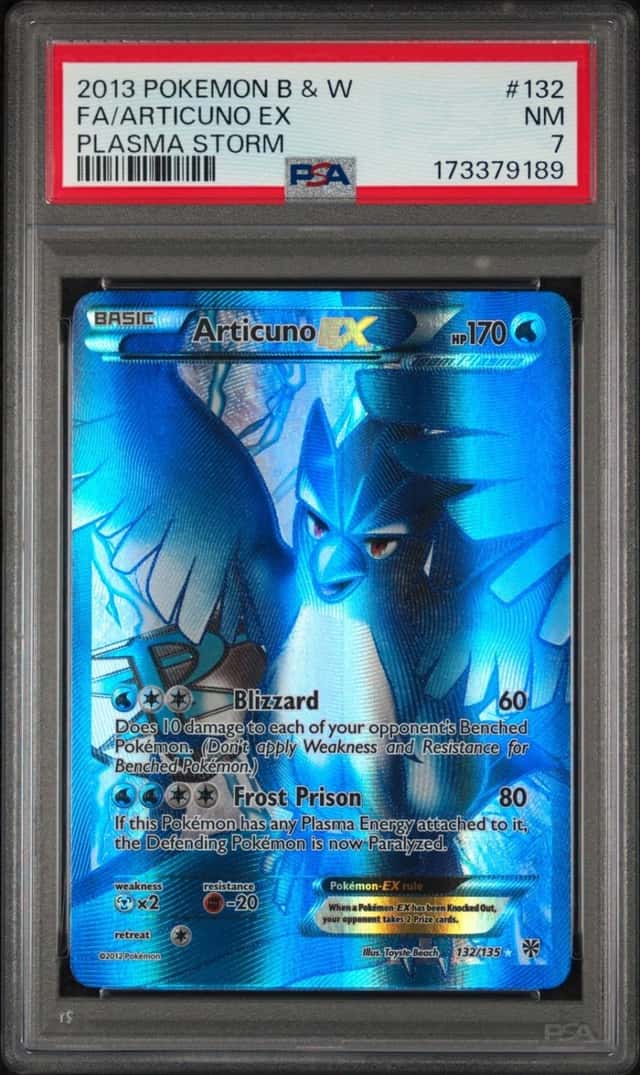 2013 POKEMON BLACK & WHITE PLASMA STORM #132 FULL ART/ARTICUNO EX PSA 7
