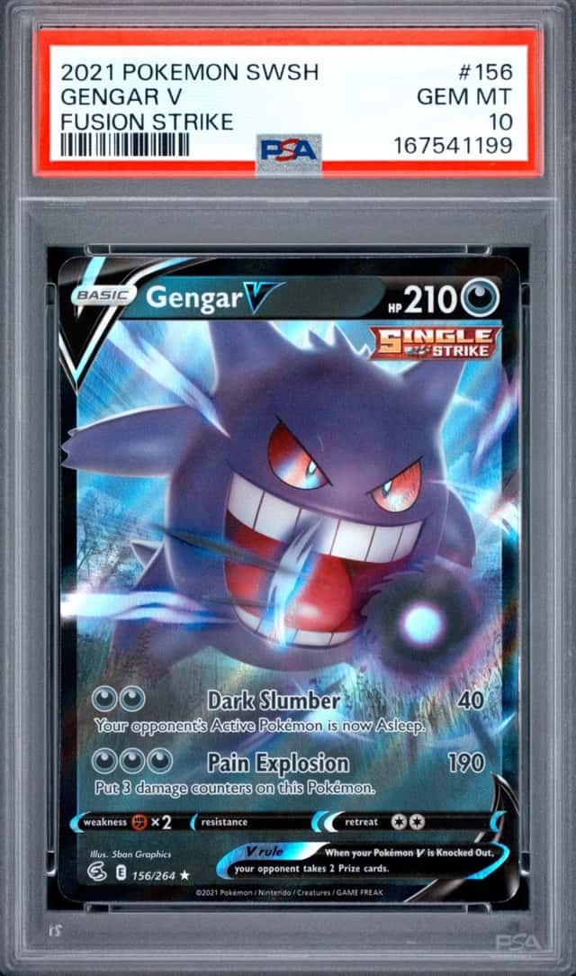 2021 POKEMON SWORD & SHIELD FUSION STRIKE #156 GENGAR V PSA 10