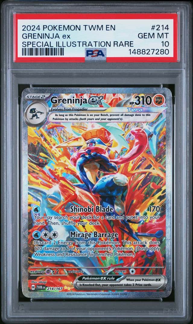 Pokemon TCG 2024 Greninja ex 214/167 Twilight Masquerade SIR Holo Eng PSA 10