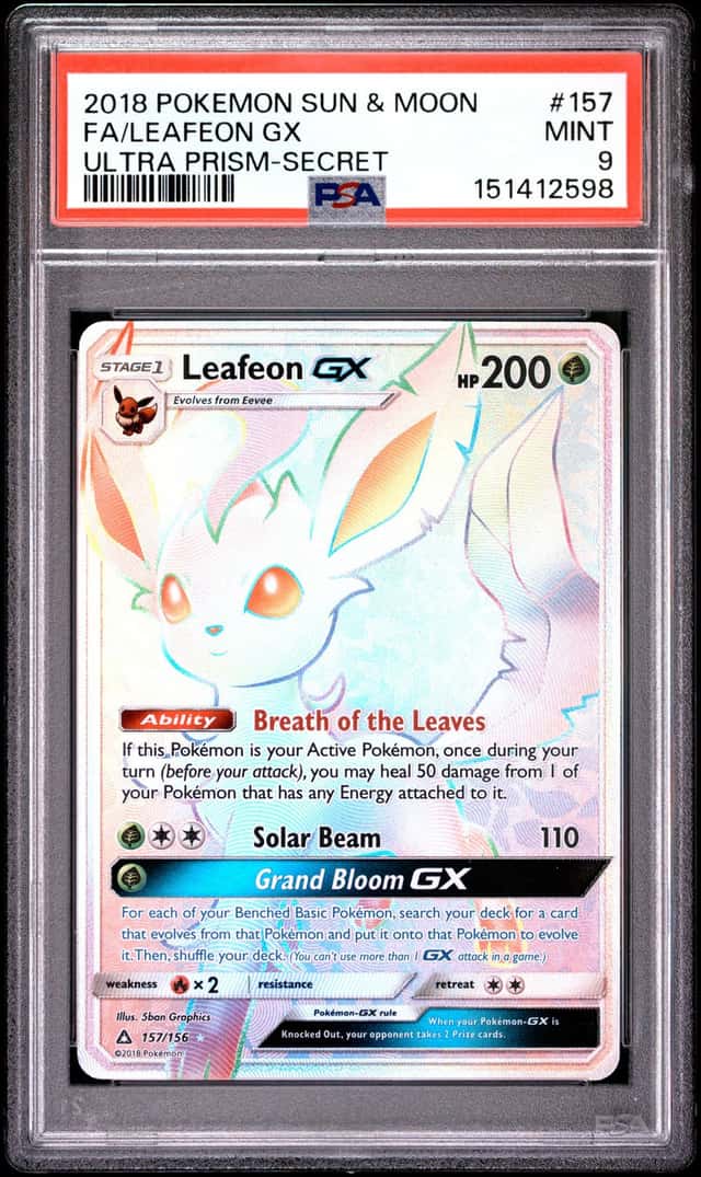 2018 Pokemon Sun & Moon Ultra Prism Leafeon #157/156 PSA 9