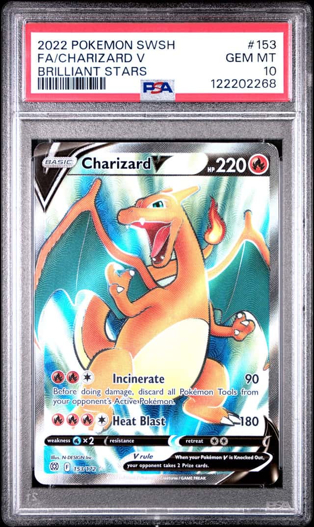 2022 Pokemon SWSH Brilliant Stars Charizard V #153/172 PSA 10 GEM MINT