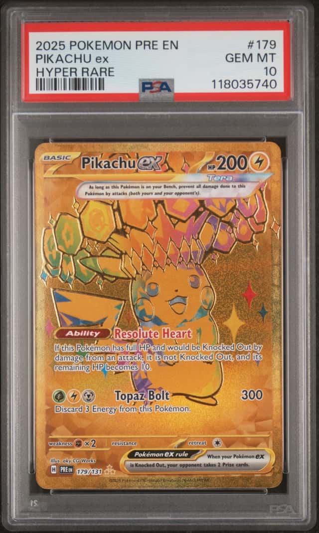 Pokemon 2025 Pikachu ex 179/131 Hyper Rare Prismatic Evolutions GEM MINT PSA 10