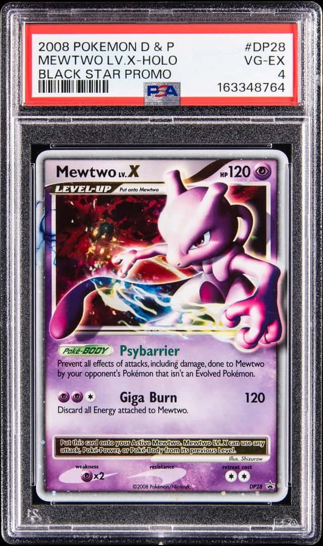 2008 Pokemon Diamond & Pearl Black Star Promo Holo #DP28 Mewtwo LV.X - PSA VG-EX 4