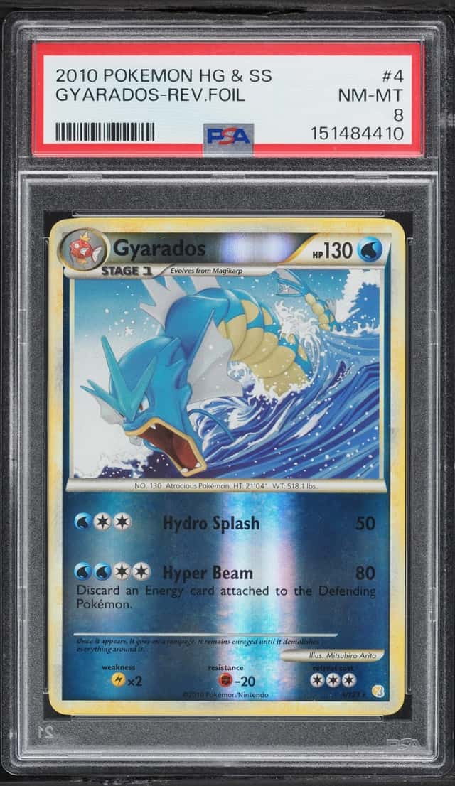2010 Pokemon Heartgold & Soulsilver Reverse Holo Gyarados #4 PSA 8 NM-MT
