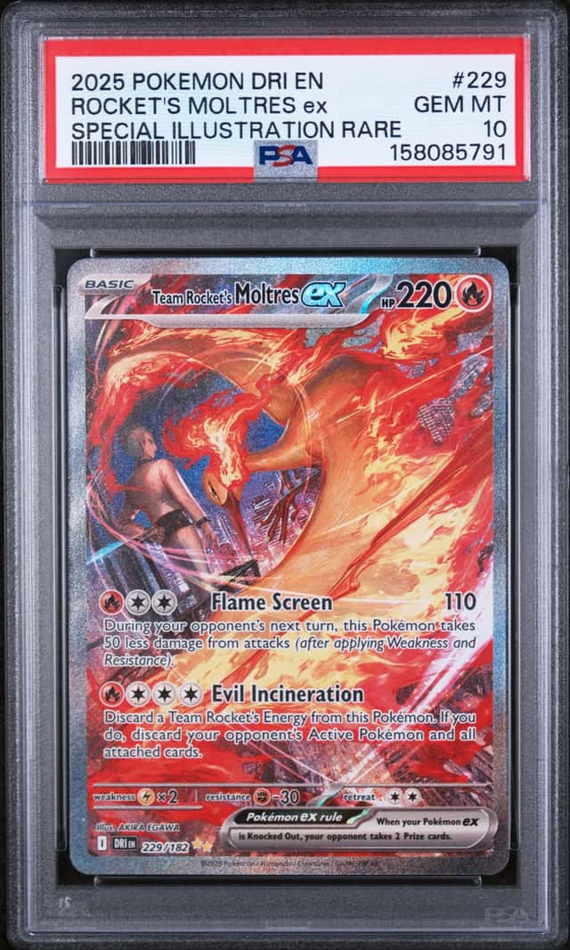 2025 Pokemon Scarlet & Violet Destined Rivals SIR Team Rocket's Moltres EX #229 PSA 10 GEM MINT