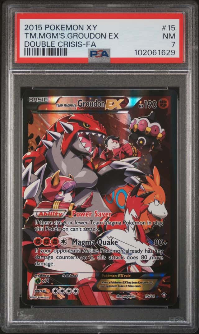 2015 Pokemon XY Double Crisis Full Art Team Magma's Groudon EX #15 PSA 7 NRMT