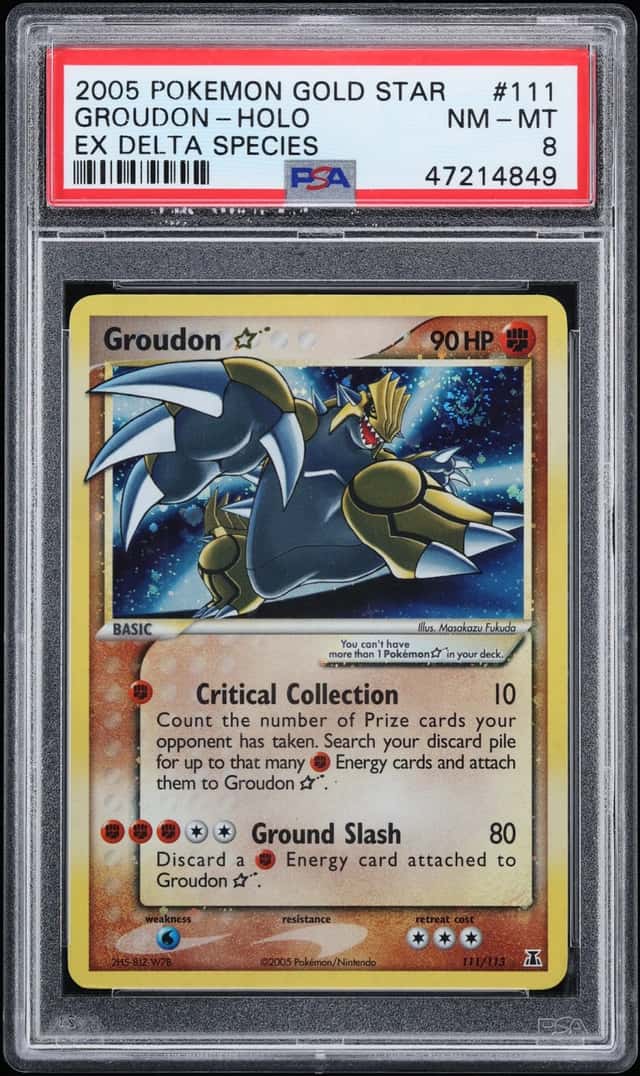 2005 Pokemon EX Delta Species Holo Groudon Gold Star #111 PSA 8 NM-MT