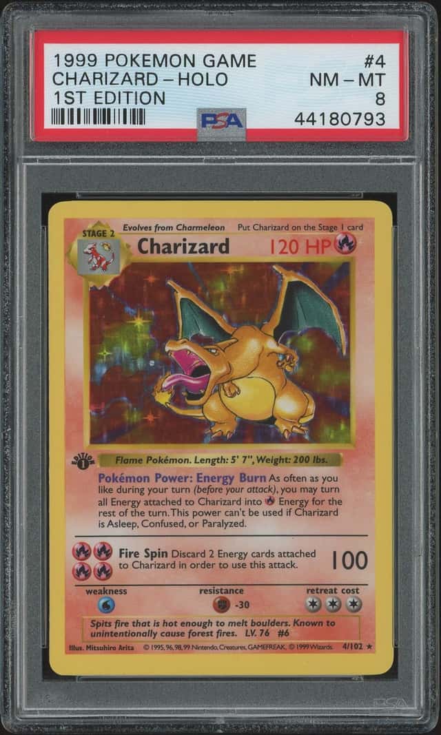 1999 Pokemon Base Set Shadowless 1st Edition Holo Charizard #4 PSA 8 NM-MT