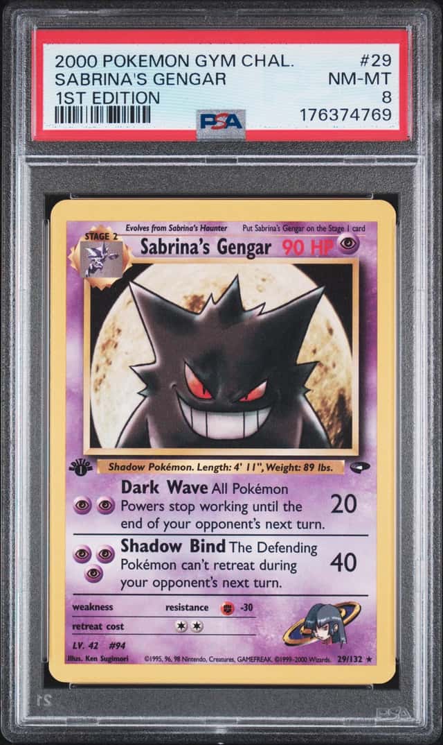 2000 POKEMON GYM CHALLENGE 1ST EDITION #29 SABRINA'S GENGAR PSA 8