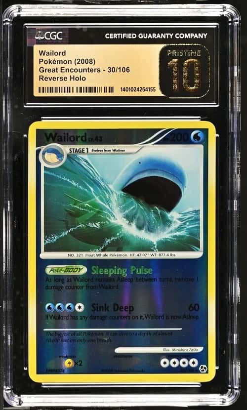 Pokemon Wailord 30/106 Great Encounters Reverse Holo 2008 CGC 10 Pristine