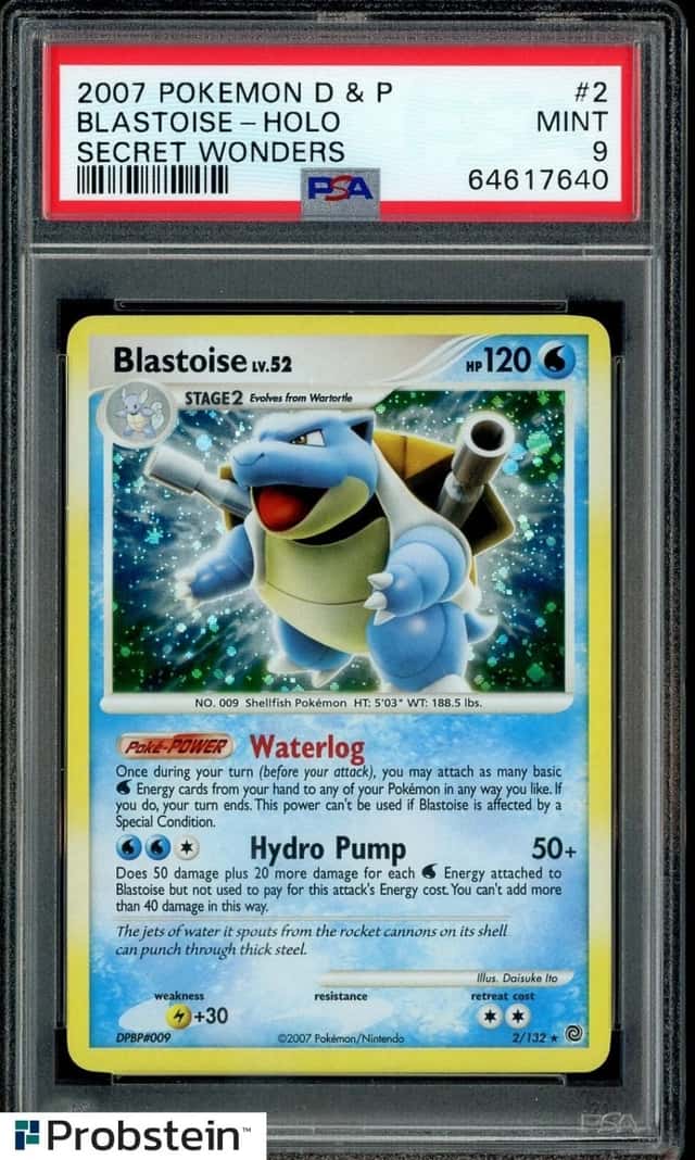 2007 POKEMON DIAMOND & PEARL SECRET WONDERS #2 BLASTOISE-HOLO PSA 9 MINT
