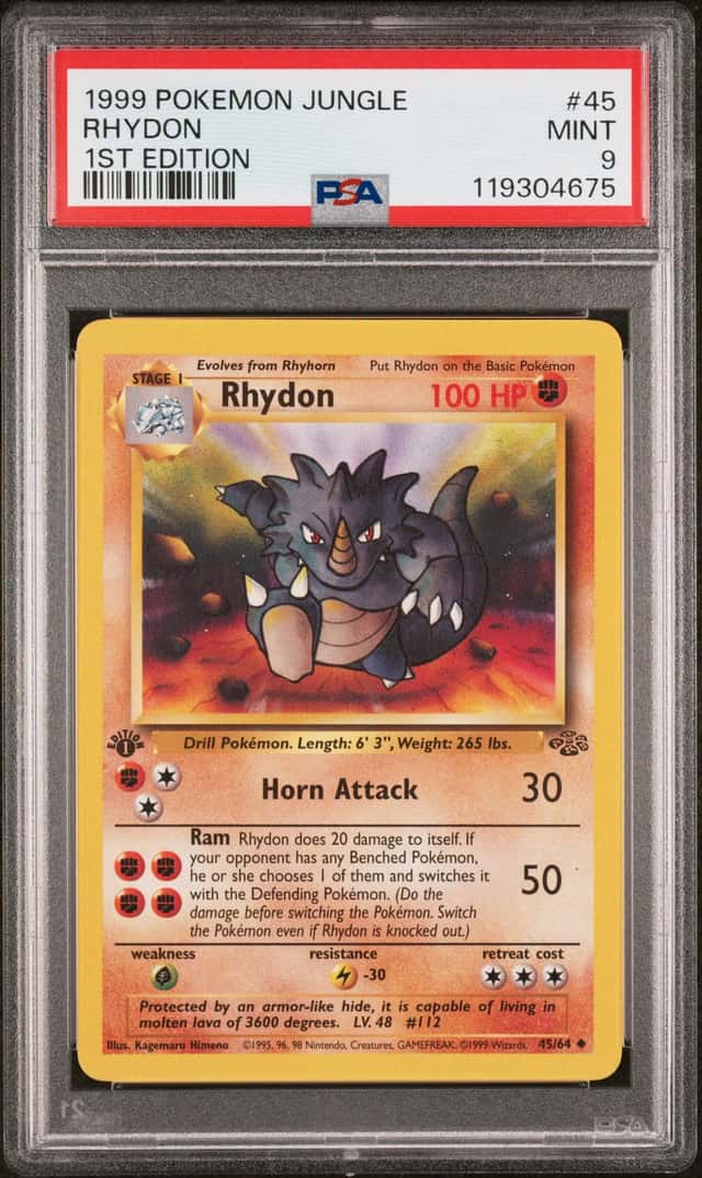 1999 POKEMON JUNGLE 1ST EDITION #45 RHYDON PSA 9