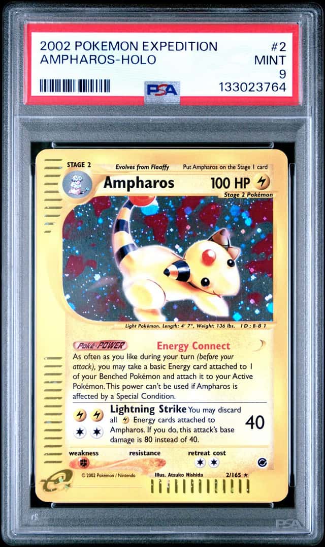 2002 POKEMON EXPEDITION #2 AMPHAROS HOLO PSA 9 MINT
