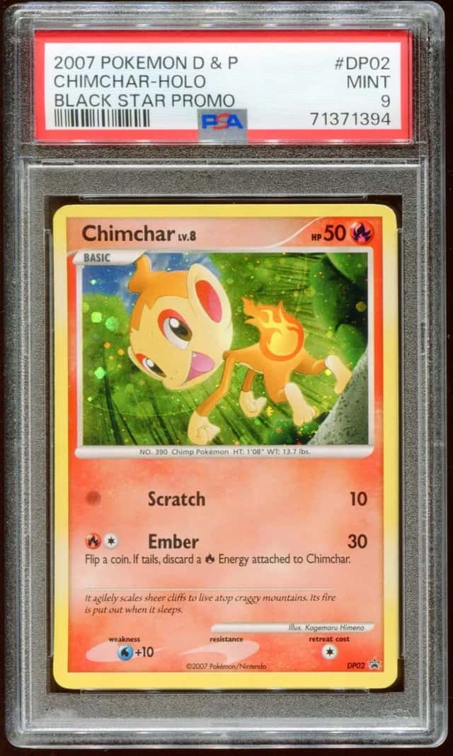 2007 POKEMON DIAMOND & PEARL CHIMCHAR LV.8 DP02 RARE PROMO HOLO PSA 9 A E11