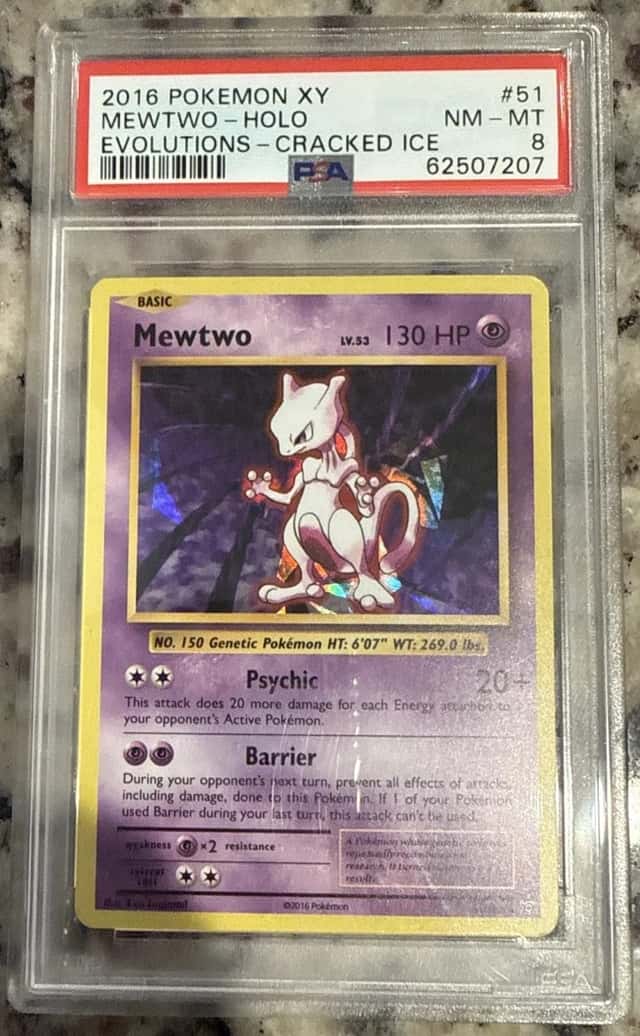 2016 Pokemon XY Evolutions Mewtwo 51/108 Cracked Ice Holo PSA 8 NM-MT