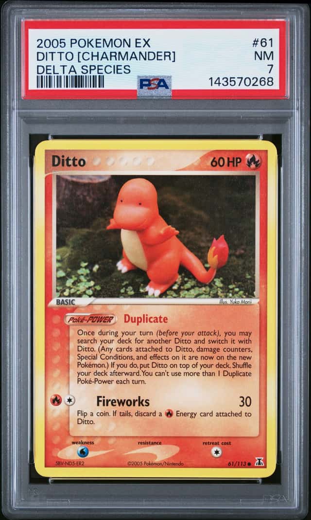 PSA 7 DITTO (CHARMANDER) DELTA SPECIES #61 2005 POKEMON EX DELTA SPECIES