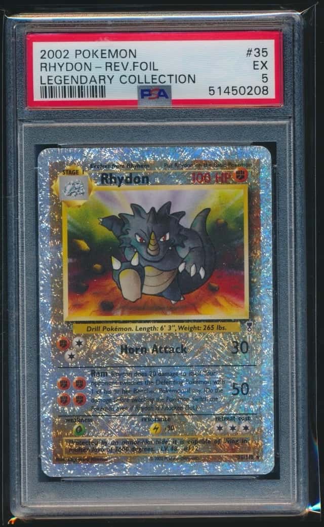 RHYDON 2002 POKEMON LEGENDARY COLLECTION REVERSE HOLO 35/110 GRADED PSA 5 EX