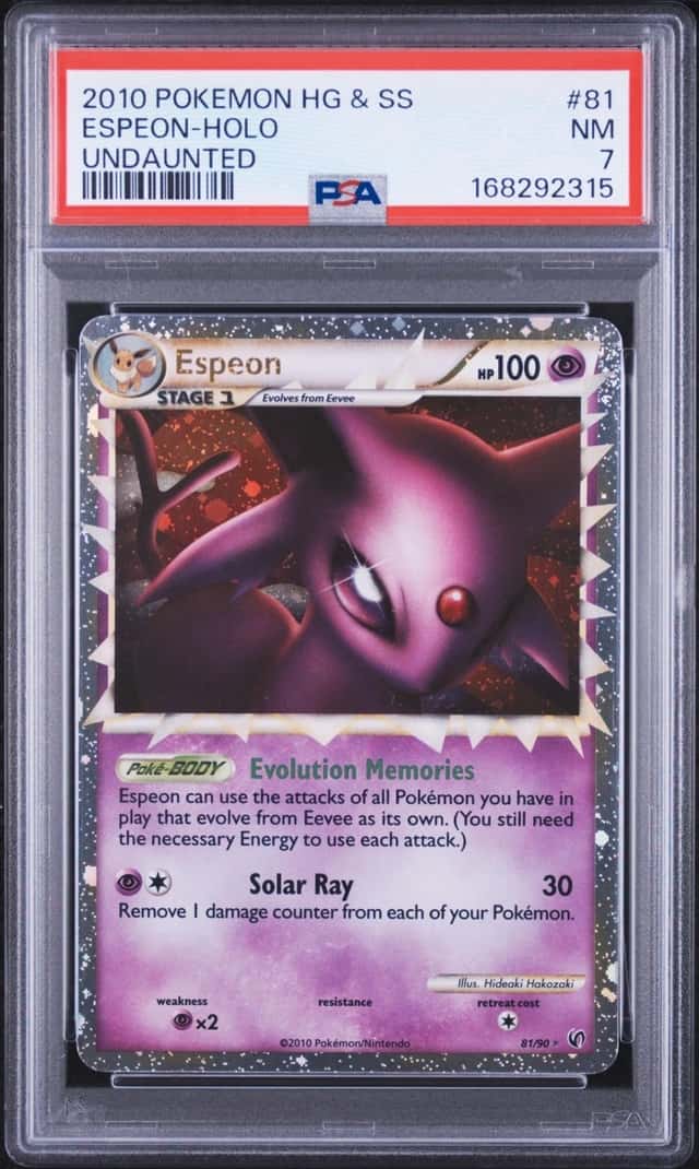 2010 POKEMON HEARTGOLD & SOULSILVER UNDAUNTED #81 ESPEON-HOLO PSA 7