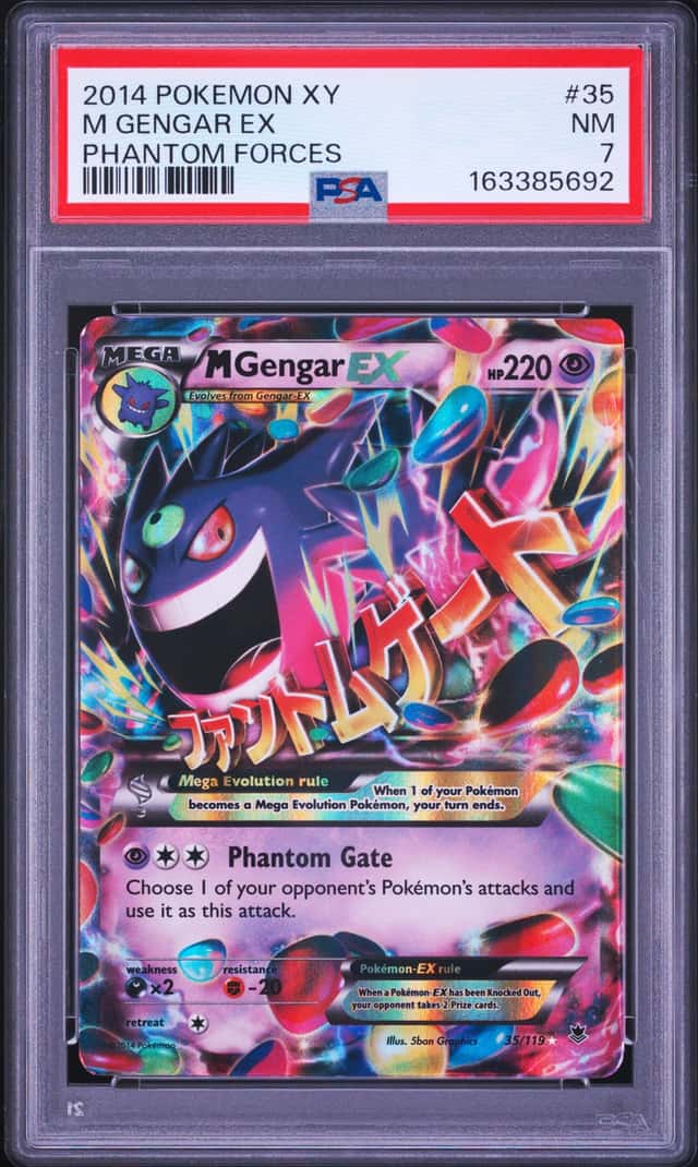 2014 POKEMON M GENGAR EX 121 "SECRET RARE" 121/119 XY PHANTOM FORCES HOLO PSA 7