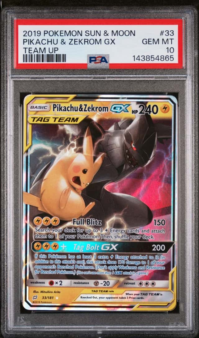 2019 Pokemon Sun & Moon Team Up #33 Pikachu & Zekrom GX PSA 10 GEM MINT