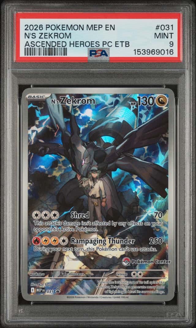 2026 POKEMON MEP BLACK STAR PROMO ASCENDED HEROES P.C. ETB #031 N'S ZEKROM PSA 9