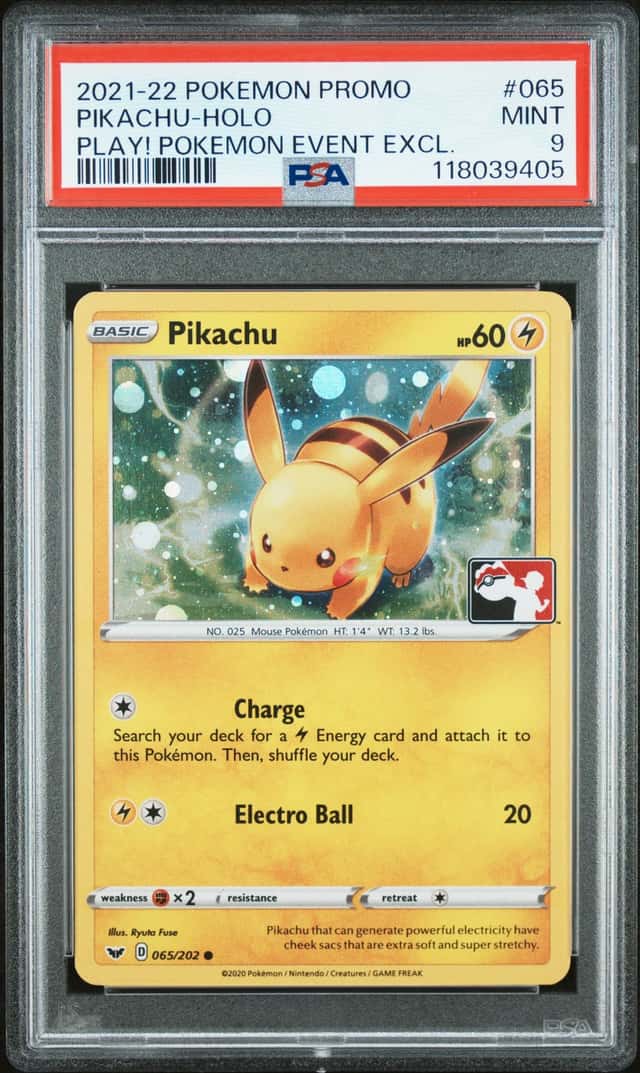 2021 Pokemon Sword & Shield Play Promo Event Exclusive Holo Pikachu #065 PSA 9 MINT