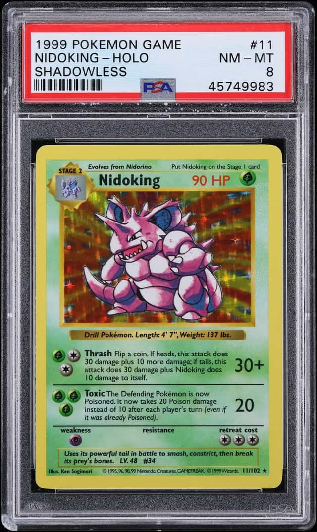 1999 Pokemon Base Set Shadowless Holo Nidoking #11 PSA 8 NM-MT