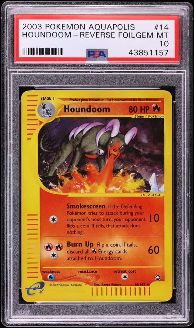 2003 Pokemon Aquapolis Reverse Holo Houndoom #14 PSA 10 GEM MINT