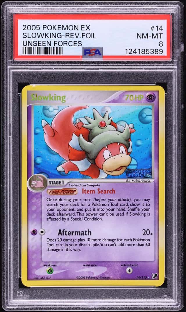 2005 Pokemon EX Unseen Forces Reverse Holo Slowking #14 PSA 8 NM-MT