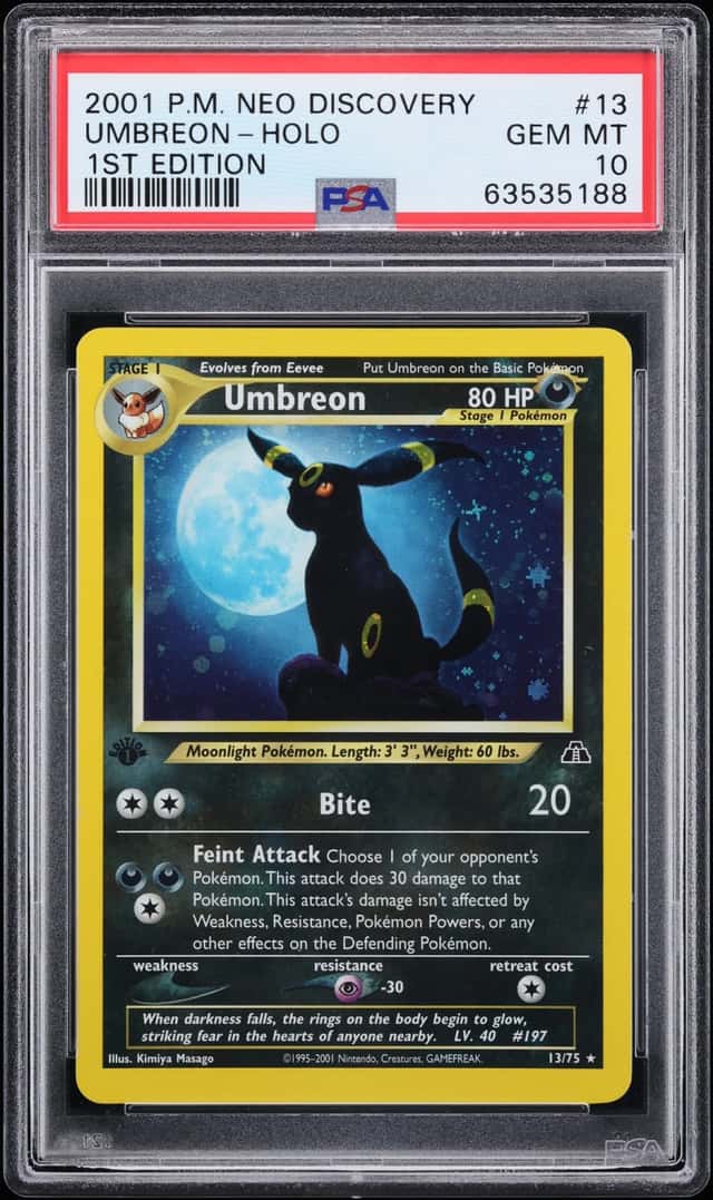 2001 Pokemon Neo Discovery 1st Edition Holo Umbreon #13 PSA 10 GEM MINT