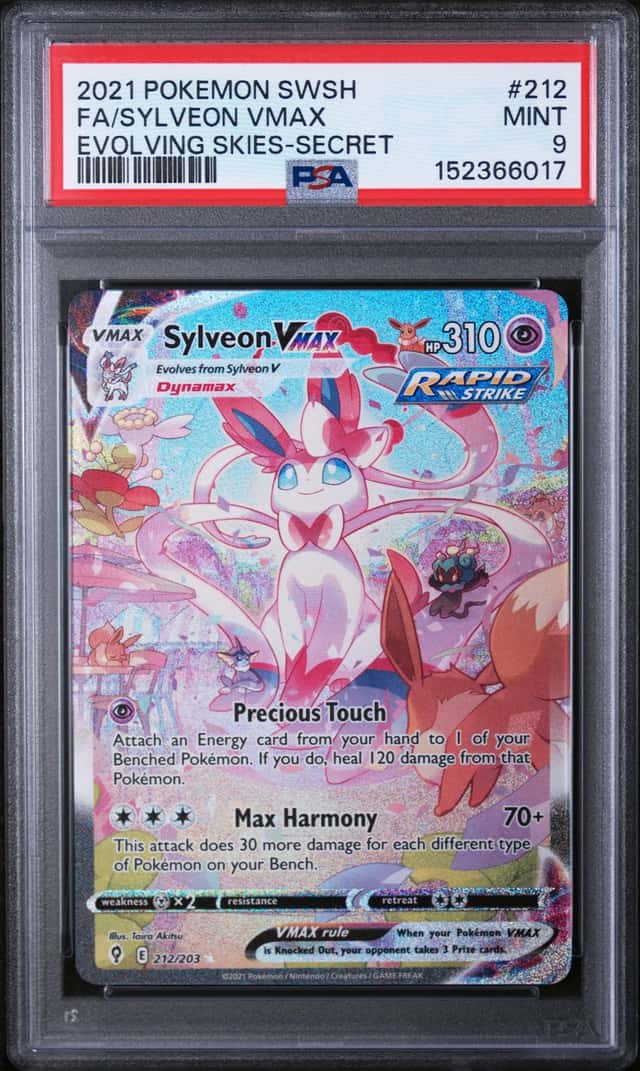 2021 Pokemon Sword & Shield Evolving Skies Alt Art Sylveon VMAX #212 PSA 9 MINT