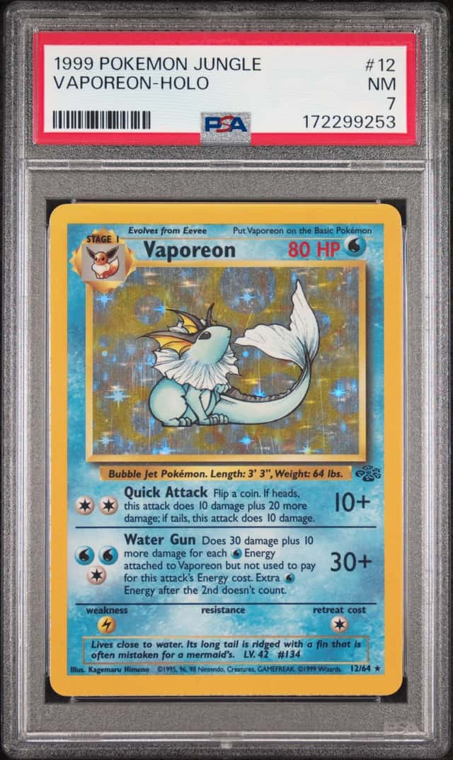 1999 POKEMON JUNGLE #12 VAPOREON-HOLO PSA 7