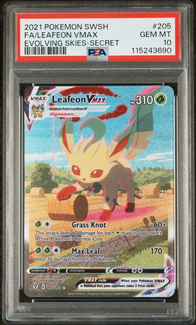 Pokemon Leafeon Vmax Evolving Skies 205 Secret Rare Full Alt Art PSA 10 Gem Mint
