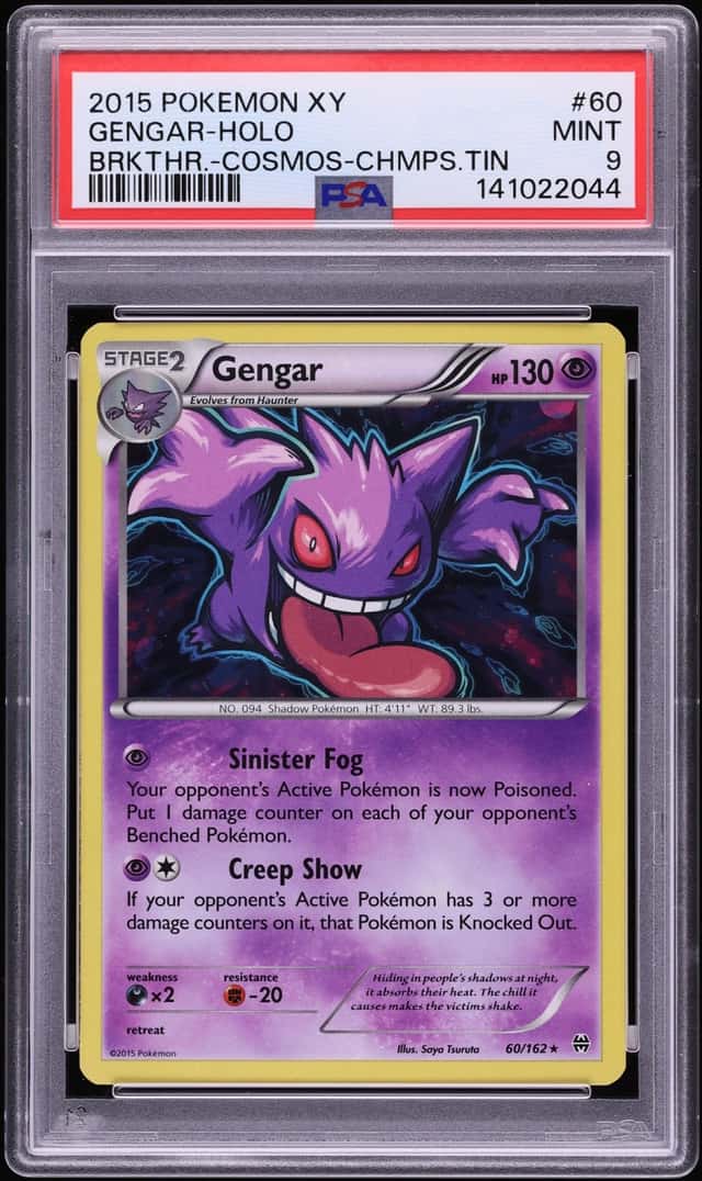 2015 Pokemon XY BREAKthrough Champions Tin Cosmos Holo Gengar #60 PSA 9 MINT