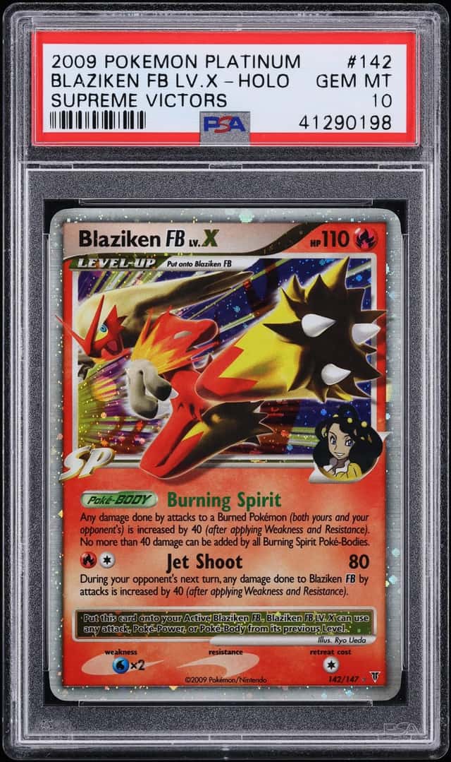 2009 Pokemon Platinum Supreme Victors Holo Blaziken FB LV. X #142 PSA 10 GEM MINT