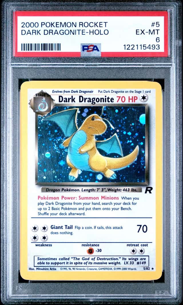 2000 Pokemon Team Rocket Holo Dark Dragonite #5 PSA 6 EXMT