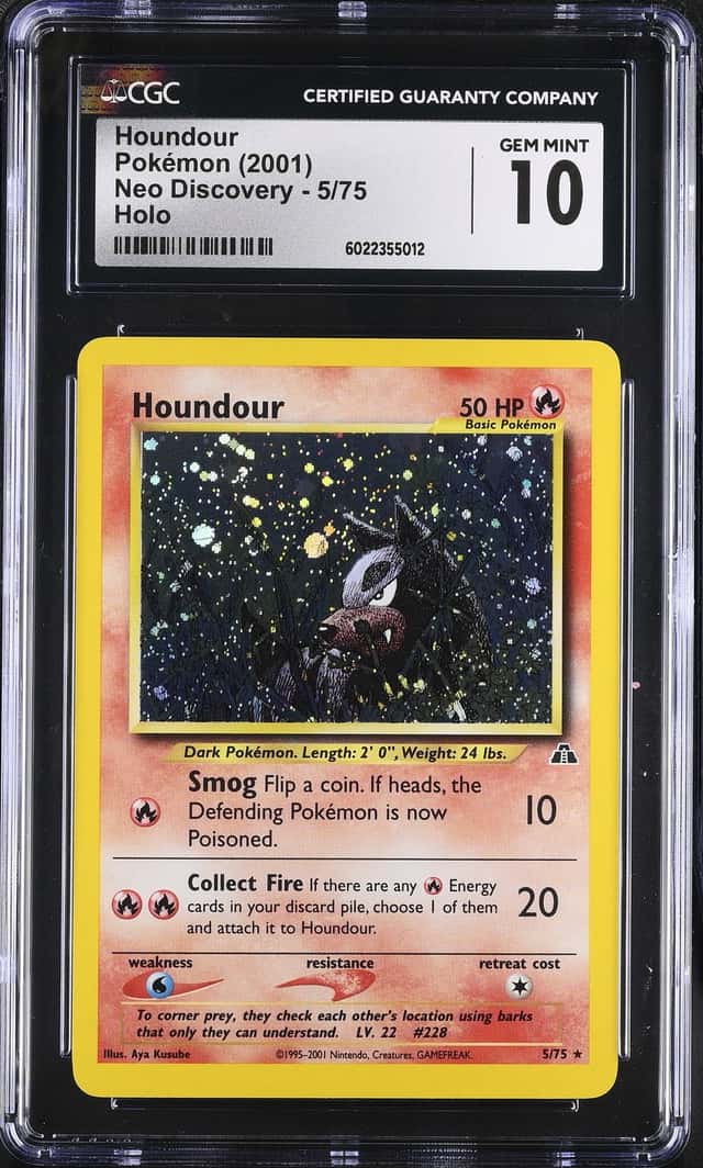 2001 Pokemon Neo Discovery Holo Houndour #5 CGC 10 GEM MINT
