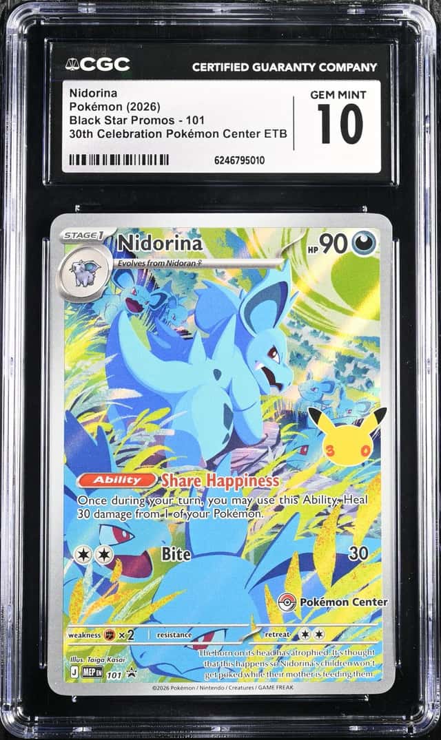 Pokemon CGC 10 GEM MINT Nidorina Promo 2026 #101 30C Pokemon Center ETB English