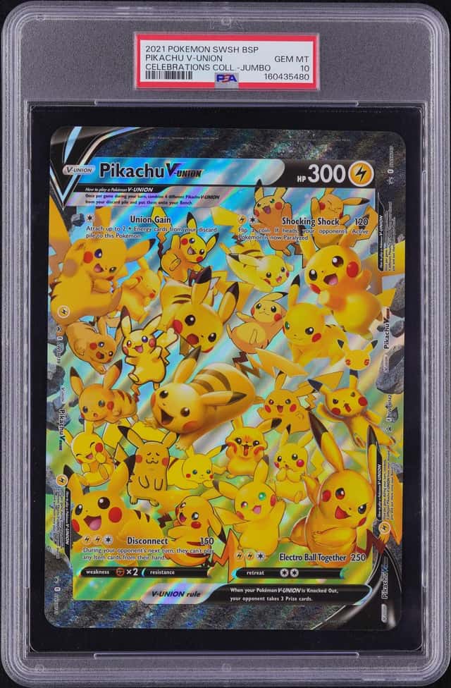 2021 Pokemon Celebrations Pikachu V-Union Jumbo Promo #SWSH141 PSA 10 GEM (80)