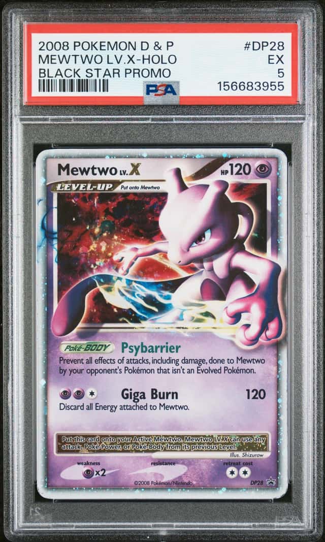 2008 Pokemon Diamond and Pearl Black Star Promo Holo Mewtwo Lv X #DP28