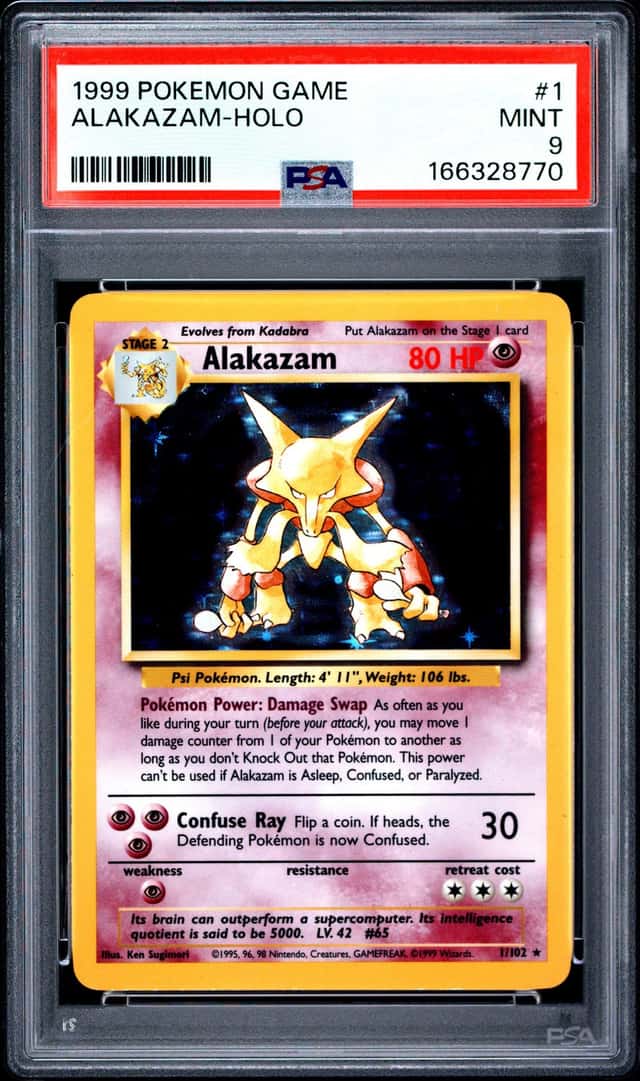 Pokemon Alakazam Holo Base Set Unlimited 1/102 PSA 9 Mint