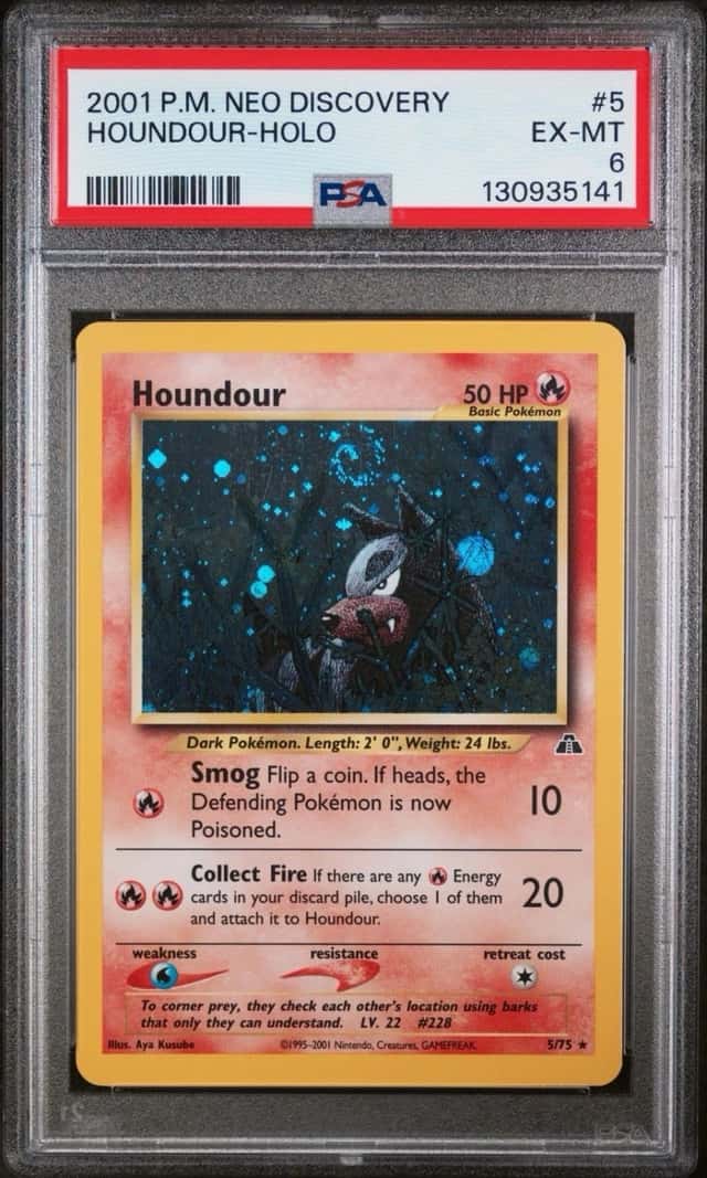 2001 Houndour Holo 5/75 Pokemon Neo Discovery Holo With SWIRL 🌀
