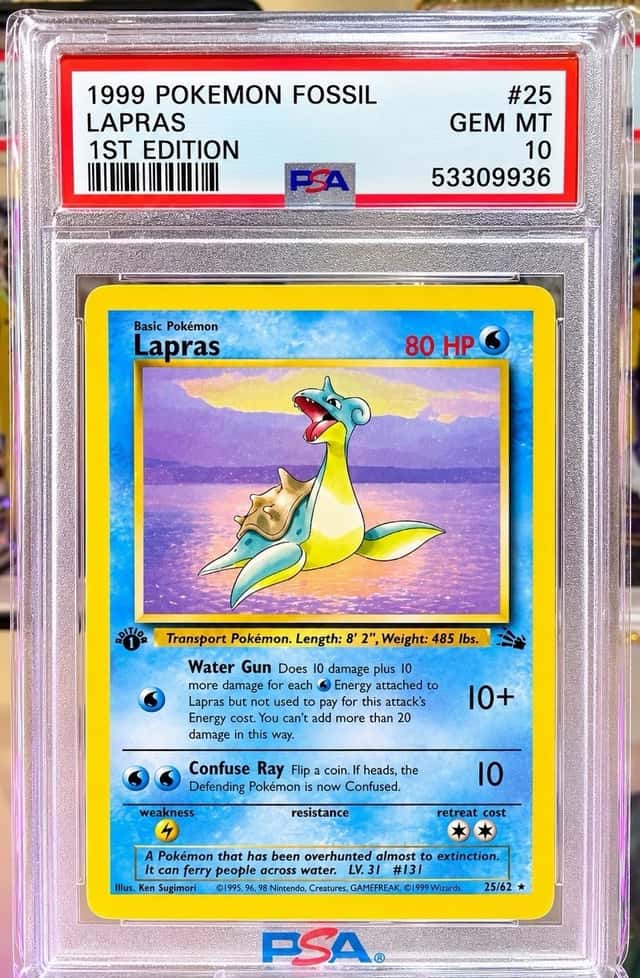 Pokemon TCG Fossil Lapras 1st Edition 25/62 PSA 10 English 1999
