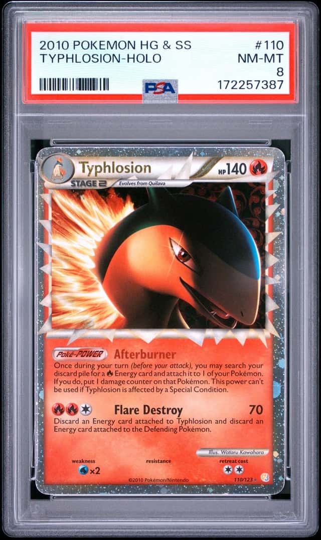 Pokemon 2010 Typhlosion 110/123 Holo Rare HeartGold & SoulSilver PSA 8