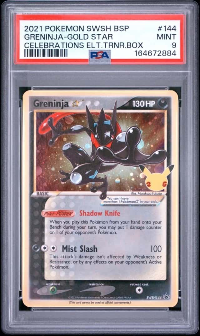 2021 POKEMON SWORD & SHIELD BLACK STAR PROMOS #144 GRENINJA-GOLD STAR PSA 9