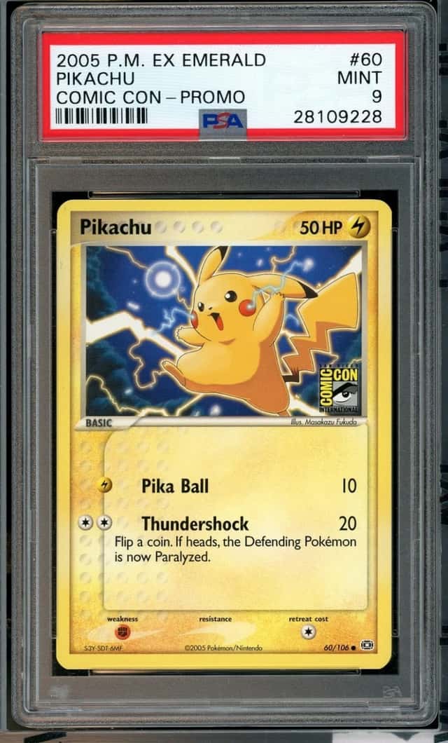 2005 POKEMON EX PIKACHU EM-COMIC CON-PROMO EMERALD #60 PSA 9