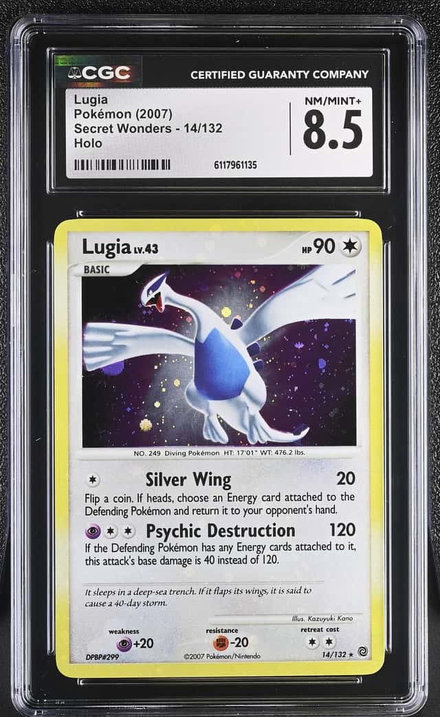 Pokemon 2007 Lugia 14/132 Secret Wonders CGC 8.5 HOLO + BLEED + SWIRLS + LOW POP