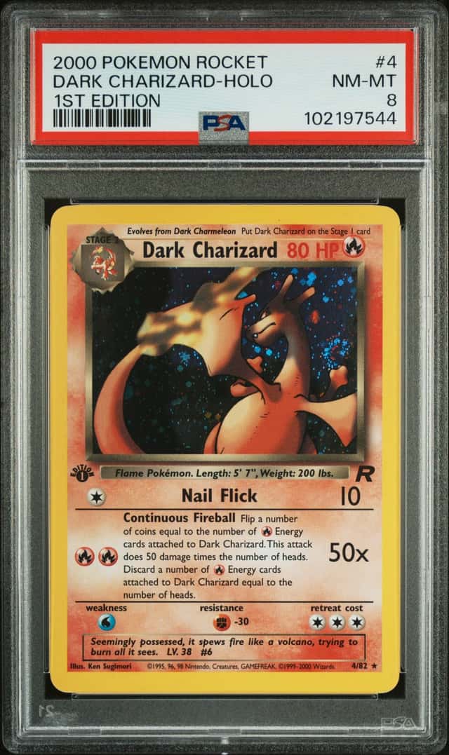 The Pokémon Company Dark Charizard 4/82 Team Rocket 1st Ed Holo PSA 8 SWIRL!